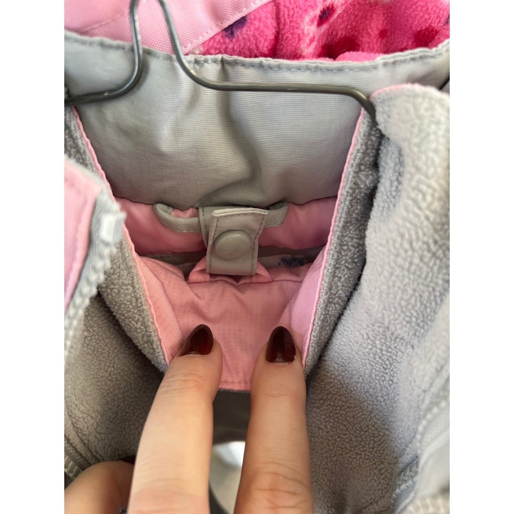 Kids Pink Gray Winter Ski Jacket Hooded Insulated Warm Snow Coat 24 Month Fleece - Picture 3 of 8